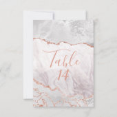 Wit & Roze Gouden Agate Verguldde Tafel Nummers Kaart (Voorkant)