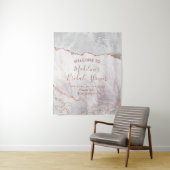 Wit & Roze Gouden Agate Vergulde Bruiloft Feest We Wandkleed (In situ)