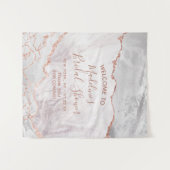 Wit & Roze Gouden Agate Vergulde Bruiloft Feest We Wandkleed (Voorkant (horizontaal))