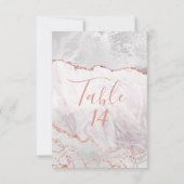 Wit & Roze Gouden Agate Vergulde Trouwtafel Nummer Kaart (Achterkant)
