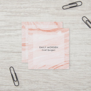 Wit & roze-gouden aquarel marmering vierkante visitekaartje