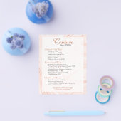 Wit & Roze-Gouden Marmer Krullen Menu Lijst (Enkel)