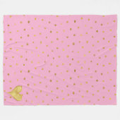Wit Roze Gouden Stippen Hart Verjaardag Fleece Deken (Voorkant (Horizontaal))