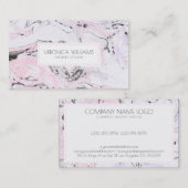 Wit & Roze & Grijs Moderne Marmeren Swirls Visitekaartje (Voorkant / Achterkant)