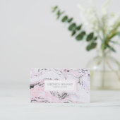 Wit & Roze & Grijs Moderne Marmeren Swirls Visitekaartje (Staand voorkant)