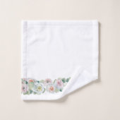 Wit roze groen delicate waterverf rozen bladeren bad handdoek (Wasdoekje)