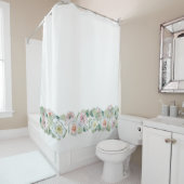 Wit roze groen delicate waterverf rozen bladeren douchegordijn (In situ)