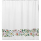 Wit roze groen delicate waterverf rozen bladeren douchegordijn (Voorkant)