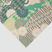 Wit Roze Groen Japans Kimono Bloemen Decoupage Tissuepapier (Detail)