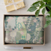Wit Roze Groen Japans Kimono Bloemen Decoupage Tissuepapier (Geschenk)