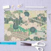 Wit Roze Groen Japans Kimono Bloemen Decoupage Tissuepapier (Craft)