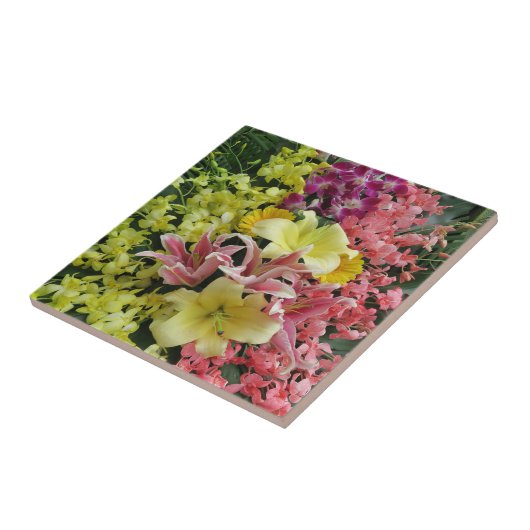 wit + roze, groen + paars, bloem + bloesem, als tegeltje (Zijkant)