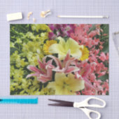 wit + roze, groen + paars, bloem + bloesem, als tissuepapier (Craft)
