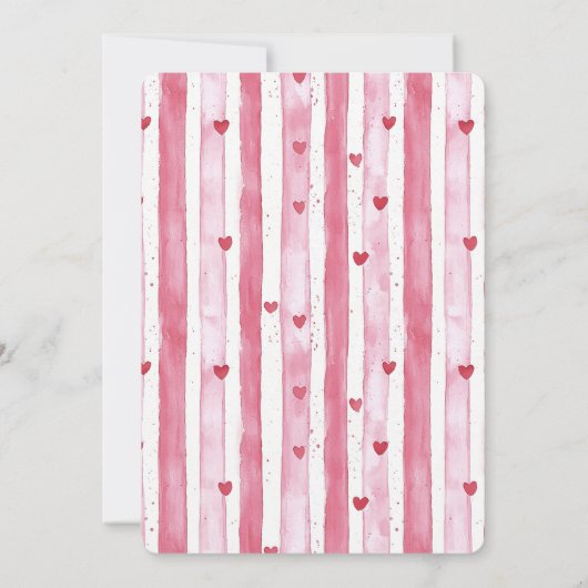 Wit Roze Hart Stripes Baby shower Kaart (Achterkant)