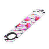 *~* Wit Roze Lavendel Poppy Roos Gouden Patroon Speed Flessenopener (Achterkant Gekanteld)