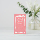 Wit Roze Lint Bows Sweet Custom QR Code Girly Visitekaartje (Staand voorkant)