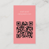 Wit Roze Lint Bows Sweet Custom QR Code Girly Visitekaartje (Achterkant)