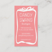 Wit Roze Lint Bows Sweet Custom QR Code Girly Visitekaartje (Voorkant)