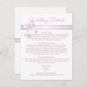 Wit & Roze Lint Trouwdetails Behuizing Informatiekaartje (Voorkant / Achterkant)