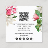  Wit & Roze Magnolia Flowers QR Code Vierkante Visitekaartje (Achterkant)