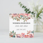 Wit Roze Minimalistische bruiloft uitnodigingskaar (Staand voorkant)