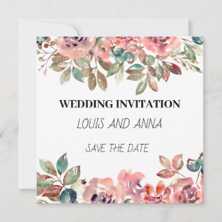 Wit Roze Minimalistische bruiloft uitnodigingskaar