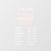 Wit & Roze openingsuren modern bedrijf Raamsticker (Vel)