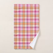 Wit Roze Oranje Schotse Ruit Ontwerp Bad Handdoek (Handdoek)