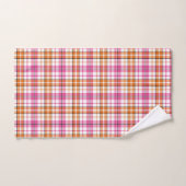 Wit Roze Oranje Schotse Ruit Ontwerp Bad Handdoek (Handdoek)