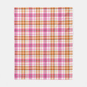 Wit Roze Oranje Schotse Ruit Ontwerp Fleece Deken (Voorkant)