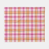 Wit Roze Oranje Schotse Ruit Ontwerp Fleece Deken (Voorkant (Horizontaal))