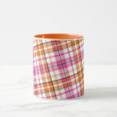 Wit Roze Oranje Schotse Ruit Ontwerp Mok (Midden)
