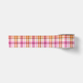 Wit Roze Oranje Schotse Ruit Ontwerp Satijnen Lint (Voorkant)