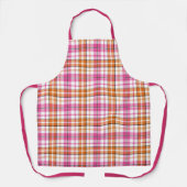 Wit Roze Oranje Schotse Ruit Ontwerp Schort (Voorkant)