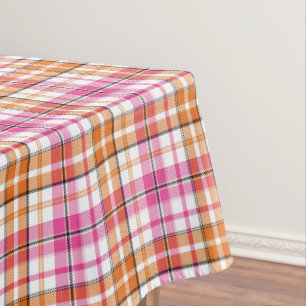 Wit Roze Oranje Schotse Ruit Ontwerp Tafelkleed
