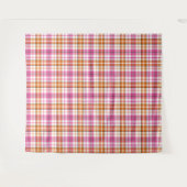 Wit Roze Oranje Schotse Ruit Ontwerp Wandkleed (Voorkant (horizontaal))