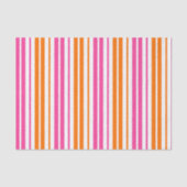 Wit Roze Oranje Verticaal Strepen Design Tissuepapier (Voorkant)