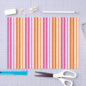 Wit Roze Oranje Verticaal Strepen Design Tissuepapier (Craft)