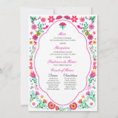 Wit Roze Otomi Borduurwerk Quinceañera uitnodiging (Achterkant)