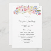 Wit Roze & Paarse Bloemen Trouwceremonie Programma (Voorkant / Achterkant)