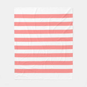 Wit & Roze Pastel Lijnpatroon Fleece Deken