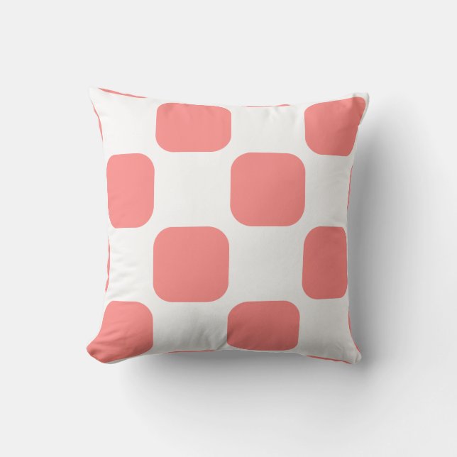 Wit & Roze Pastel Squircle Patroon Design Kussen (Voorkant)