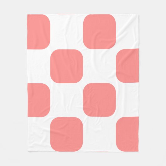 Wit & Roze Pastel Squircle Patroon Ontwerp Fleece Deken (Voorkant)