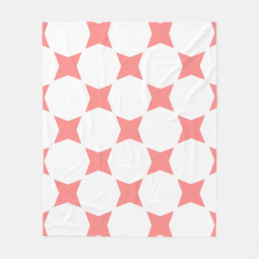 Wit & Roze Pastel Ster Patroon Design Fleece Deken (Voorkant)