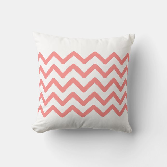 Wit & Roze Pastel Zigzag Patroon Design Kussen (Voorkant)