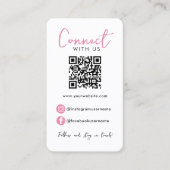 Wit Roze Professionele QR Code Verbind met ons Visitekaartje (Voorkant)