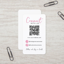 Wit Roze Professionele QR Code Verbind met ons Visitekaartje