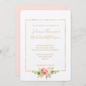 Wit Roze Rood Bloemmotief Kaart (Voorkant / Achterkant)