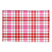Wit Roze Rood Geruit Schotse Ruit Design  Kussensloop (Achterkant)