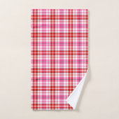 Wit Roze Rood Geruit Schotse Ruit Ontwerp Bad Handdoek (Handdoek)